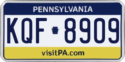 PA license plate KQF8909