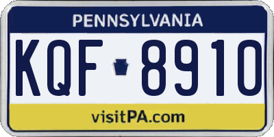 PA license plate KQF8910