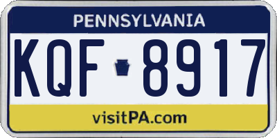 PA license plate KQF8917