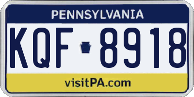PA license plate KQF8918