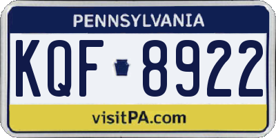PA license plate KQF8922