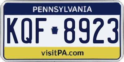 PA license plate KQF8923