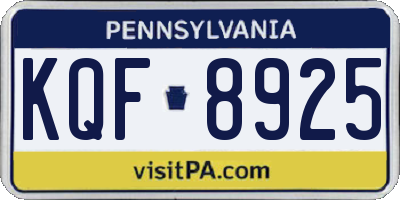 PA license plate KQF8925