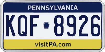 PA license plate KQF8926