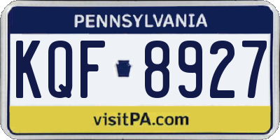 PA license plate KQF8927