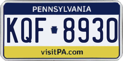PA license plate KQF8930