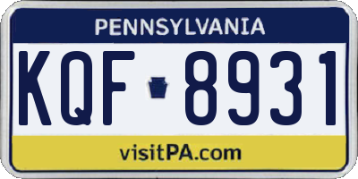 PA license plate KQF8931