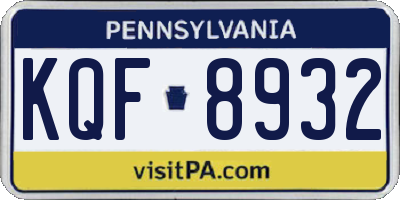 PA license plate KQF8932