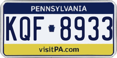 PA license plate KQF8933