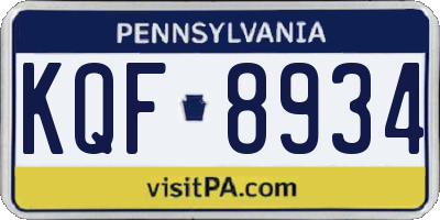 PA license plate KQF8934