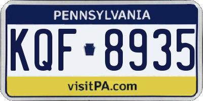 PA license plate KQF8935