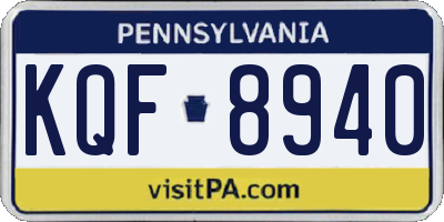 PA license plate KQF8940