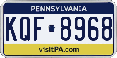 PA license plate KQF8968