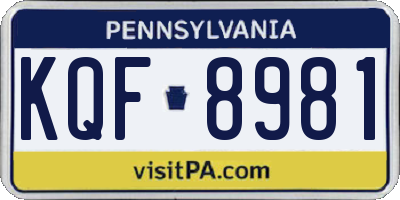 PA license plate KQF8981
