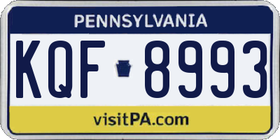 PA license plate KQF8993