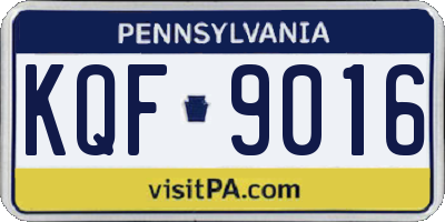 PA license plate KQF9016
