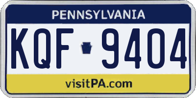 PA license plate KQF9404