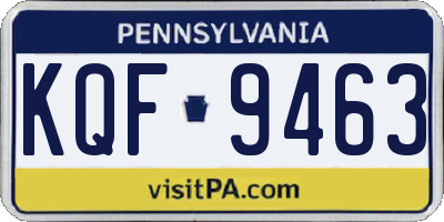 PA license plate KQF9463