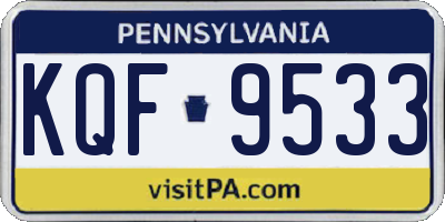 PA license plate KQF9533
