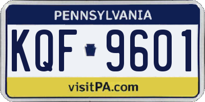 PA license plate KQF9601