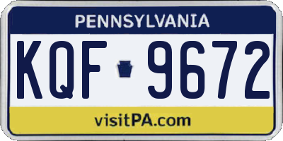PA license plate KQF9672