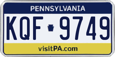 PA license plate KQF9749