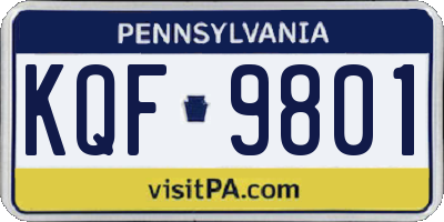 PA license plate KQF9801
