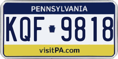 PA license plate KQF9818