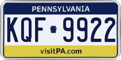 PA license plate KQF9922