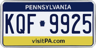 PA license plate KQF9925