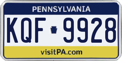 PA license plate KQF9928