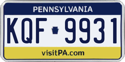 PA license plate KQF9931