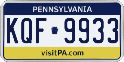 PA license plate KQF9933