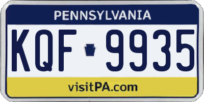 PA license plate KQF9935