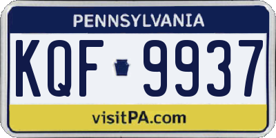 PA license plate KQF9937