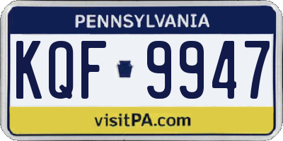 PA license plate KQF9947