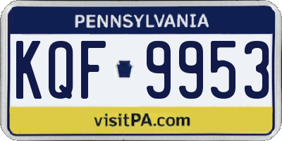 PA license plate KQF9953