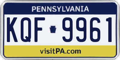 PA license plate KQF9961