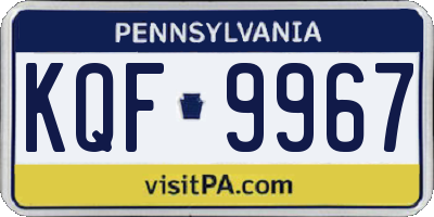 PA license plate KQF9967