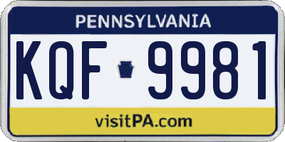 PA license plate KQF9981