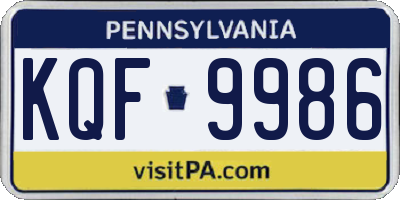 PA license plate KQF9986