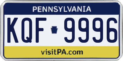 PA license plate KQF9996