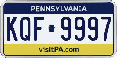 PA license plate KQF9997
