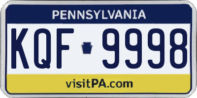 PA license plate KQF9998