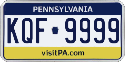 PA license plate KQF9999