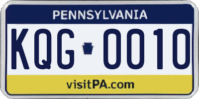 PA license plate KQG0010