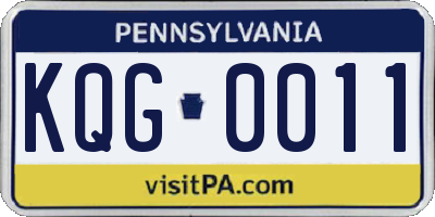 PA license plate KQG0011