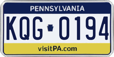 PA license plate KQG0194