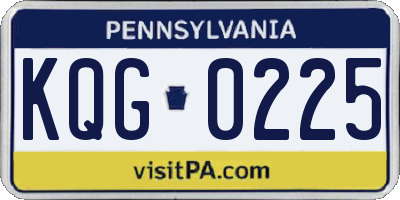 PA license plate KQG0225