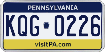 PA license plate KQG0226
